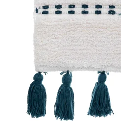 Alfombra de Baño Azul Petróleo Con Pompones 50x75c