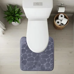 Alfombra de baño gris oscuro con contorno