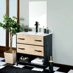 Alfombra De Baño Gruesa Negra 50x120Cm