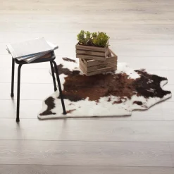 Alfombra Vache Blanco/Marrón 94x100Cm