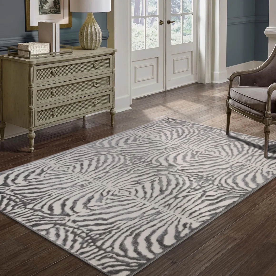 Alfombra Zaha Cebra Gris 133x190Cm