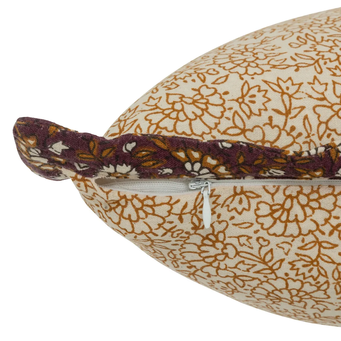 Almohada Indie Beige Con Flores 38x58cm