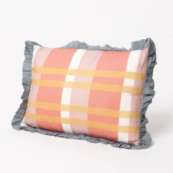 Almohada Yucatán Rayas Con Volados Azul