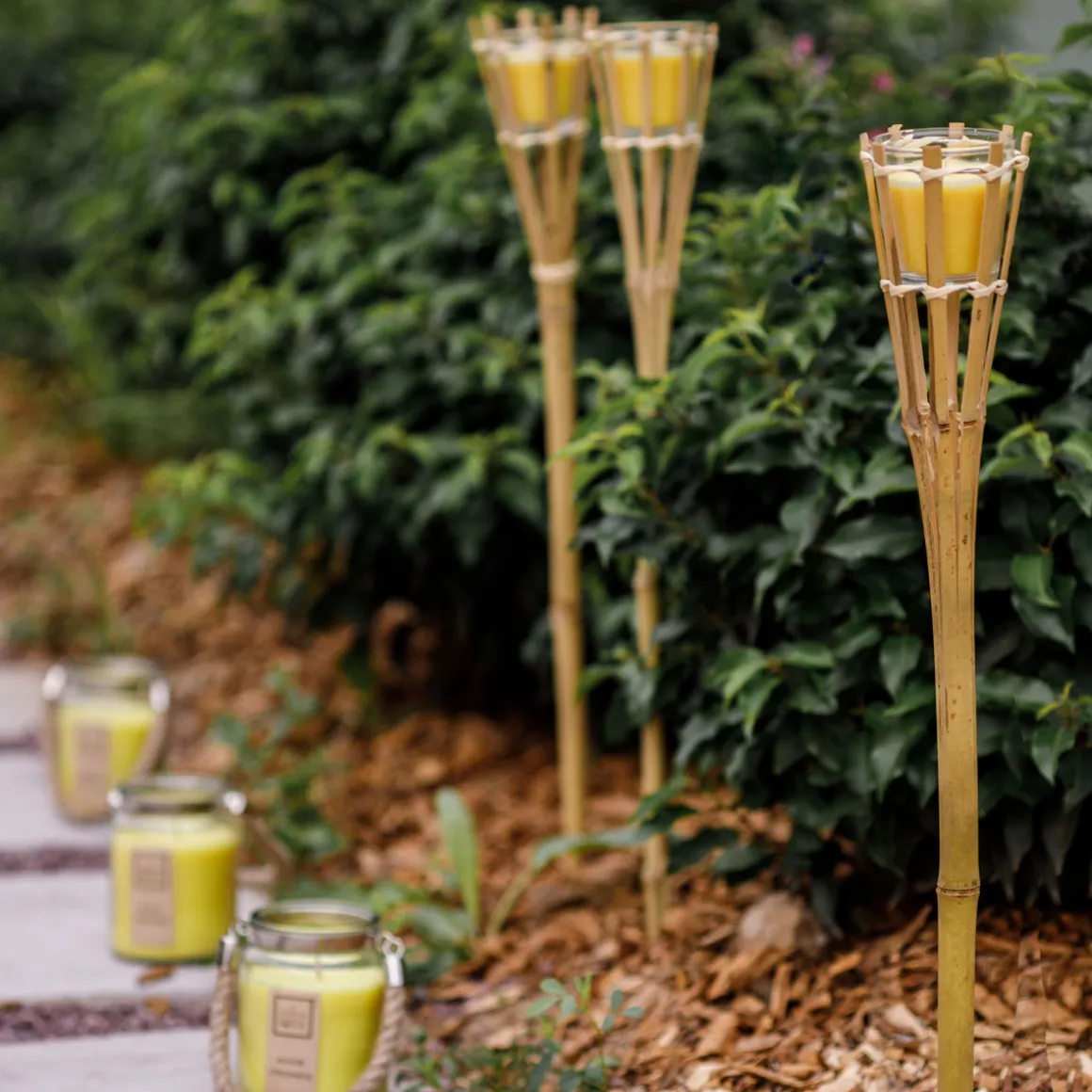 Antorcha De Bambú Con Vela De Citronela