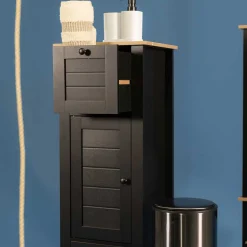 Armario bajo wc ROMA negro y márron 83cm