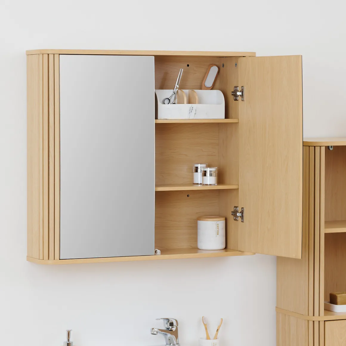 Armario con espejo doble LIORA marrón