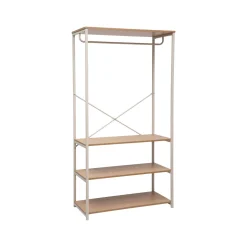 Armario de metal beige con estantes