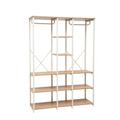 Armario doble de metal beige con estantes