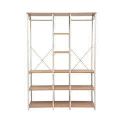 Armario doble de metal beige con estantes