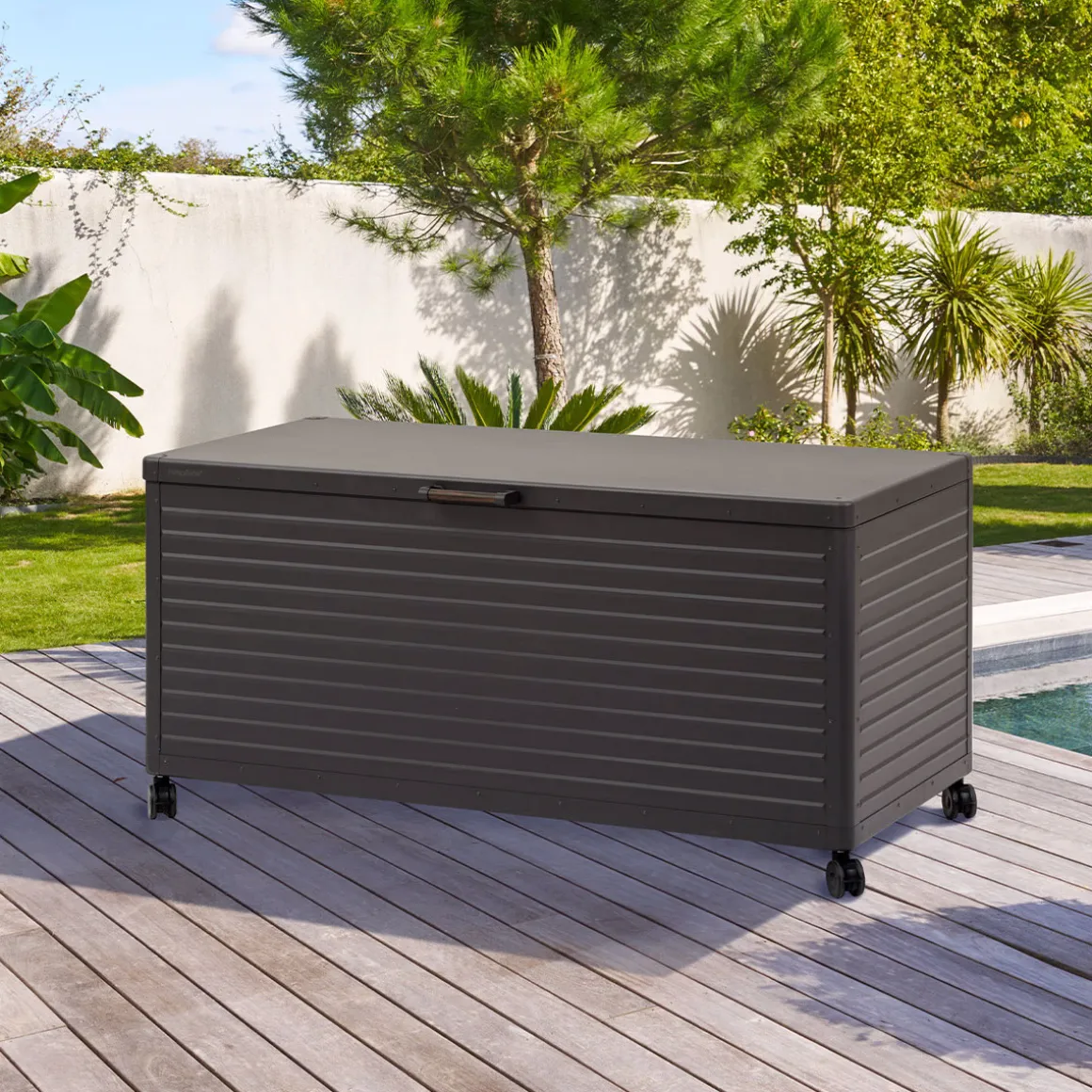 Baúl de almacenaje EDENIO de acero gris