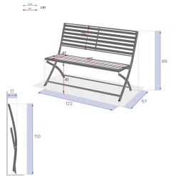 Banco plegable OLBIA gris graphite de metal