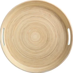 Bandeja Blanca Redonda De Bambú 42Cm