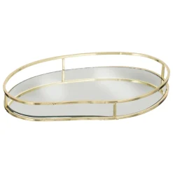 Bandeja de metal y vidrio dorado LILY
