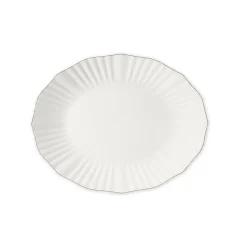 Bandeja ovalada AUBREY blanca y dorada 38cm