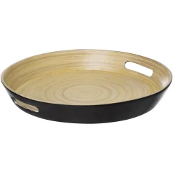 Bandeja Redonda De Bambú Negro 42Cm