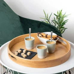 Bandeja redonda natural de bambú 40cm