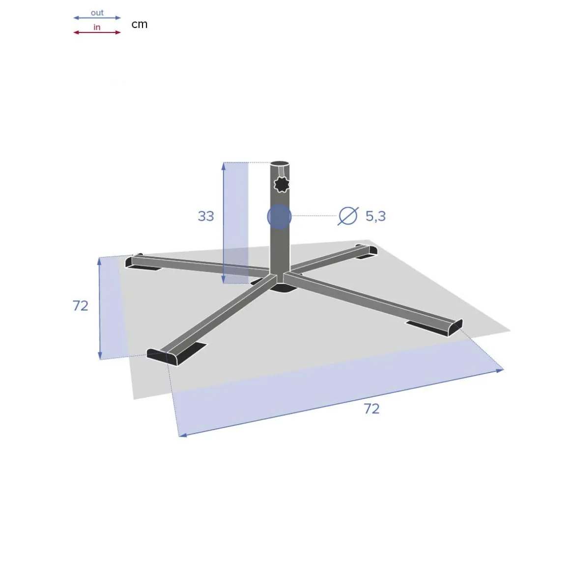 Base de parasol de acero inoxidable 48cm