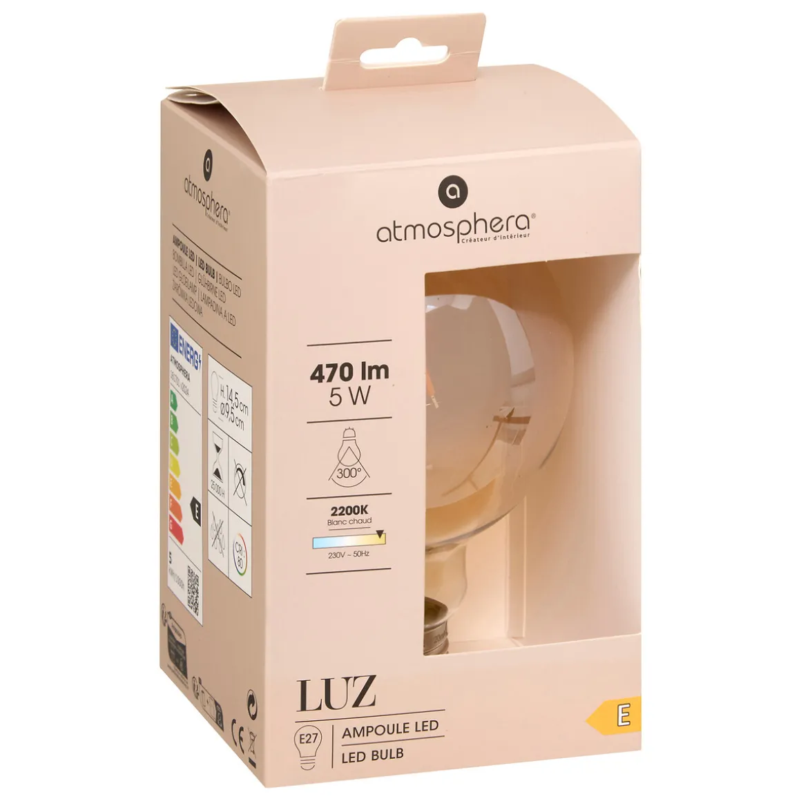 Bombilla Vintage Led Ámbar G95 2W E27