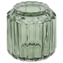 Bote para algodón FLOREA verde de vidrio