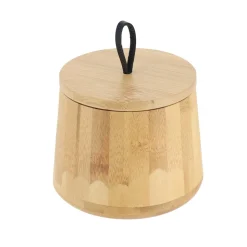 Bote Para Algodón Redondo De Bambú