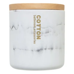 Bote Para Algodones Bambú Efecto Mármol