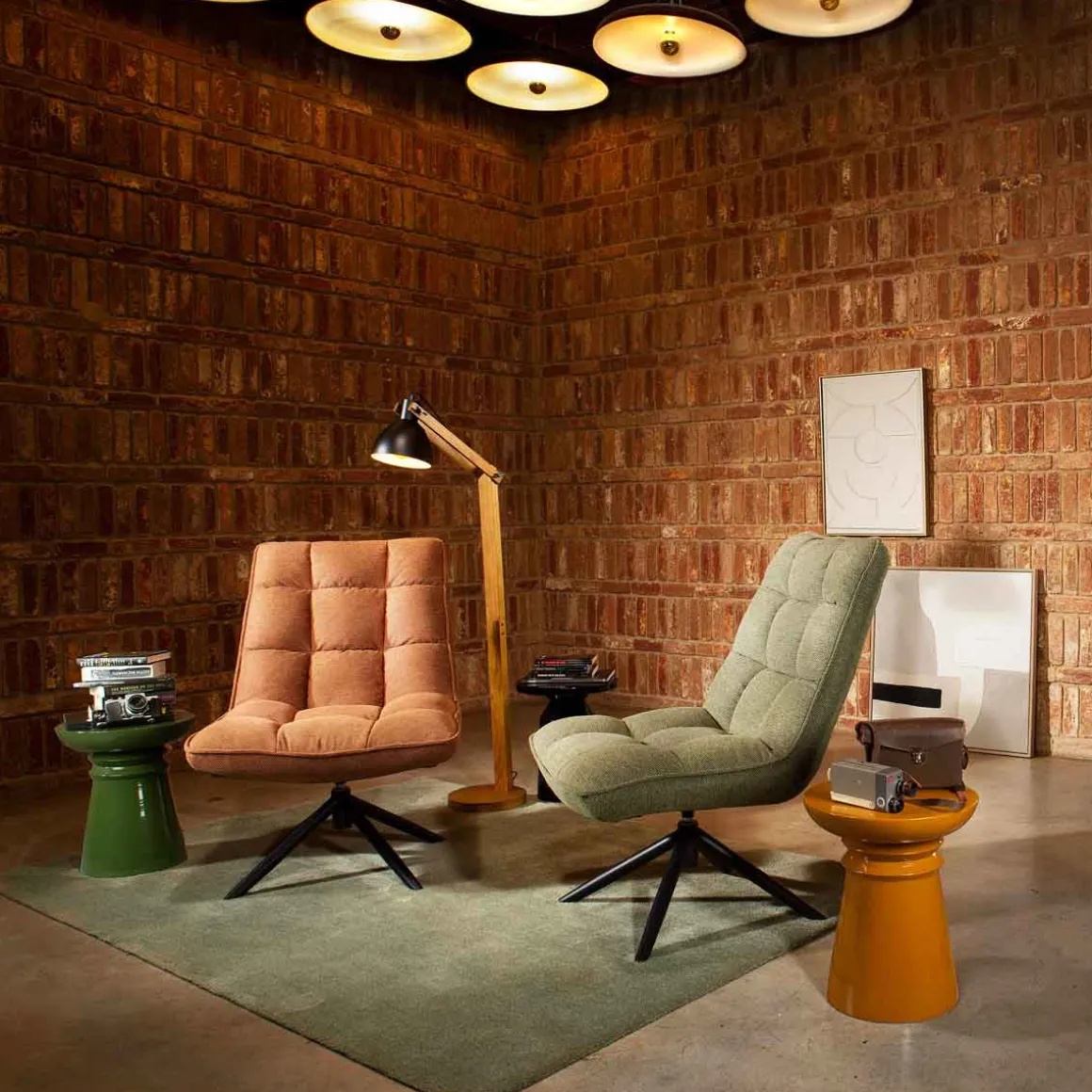 Butaca Giratória Mel De Tejido Verde