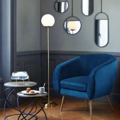 Butaca Solaro Slow Time Azul Oscuro De Terciopelo