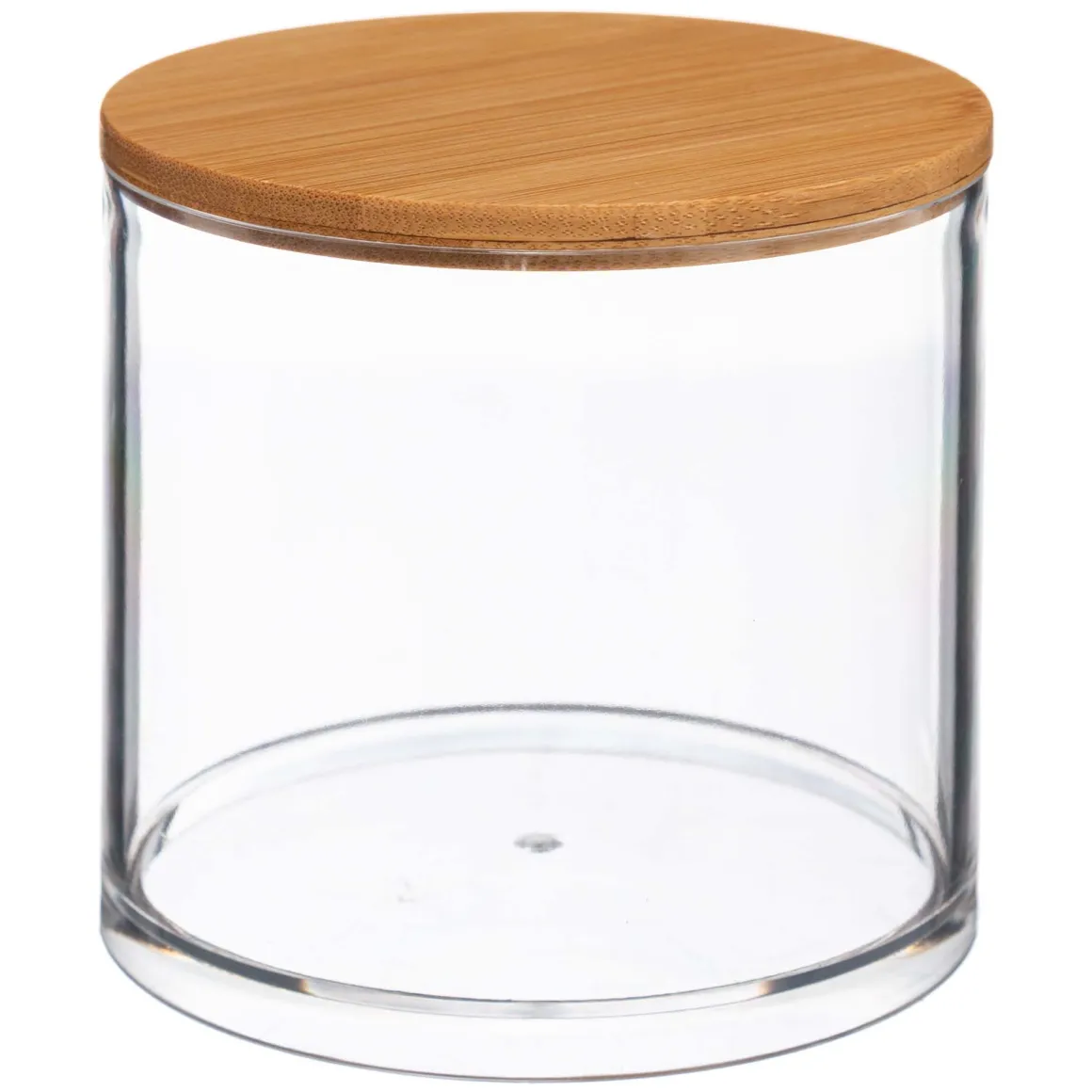 Caja Acrílica C/Tapa De Bambú P/Algodones