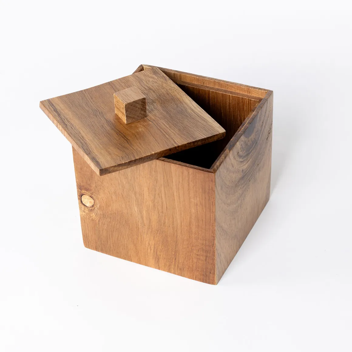 Caja de algodón de madera de acacia