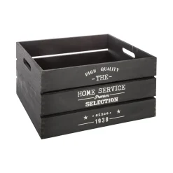 Caja De Madera Factory Negra 34x24x18Cm