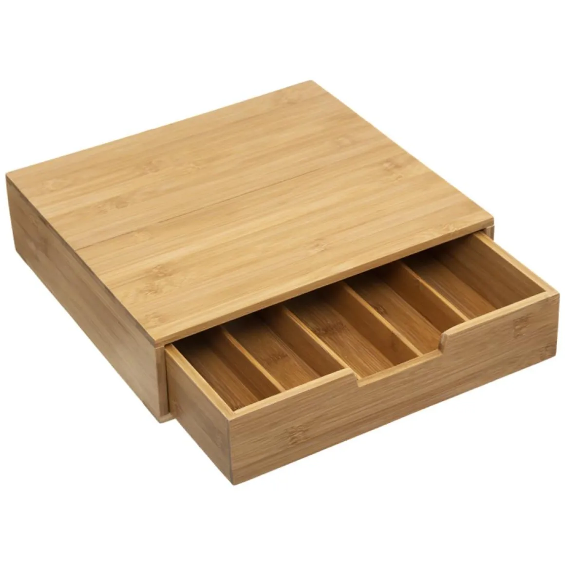 Caja para cápsulas de café con cajón de bambú