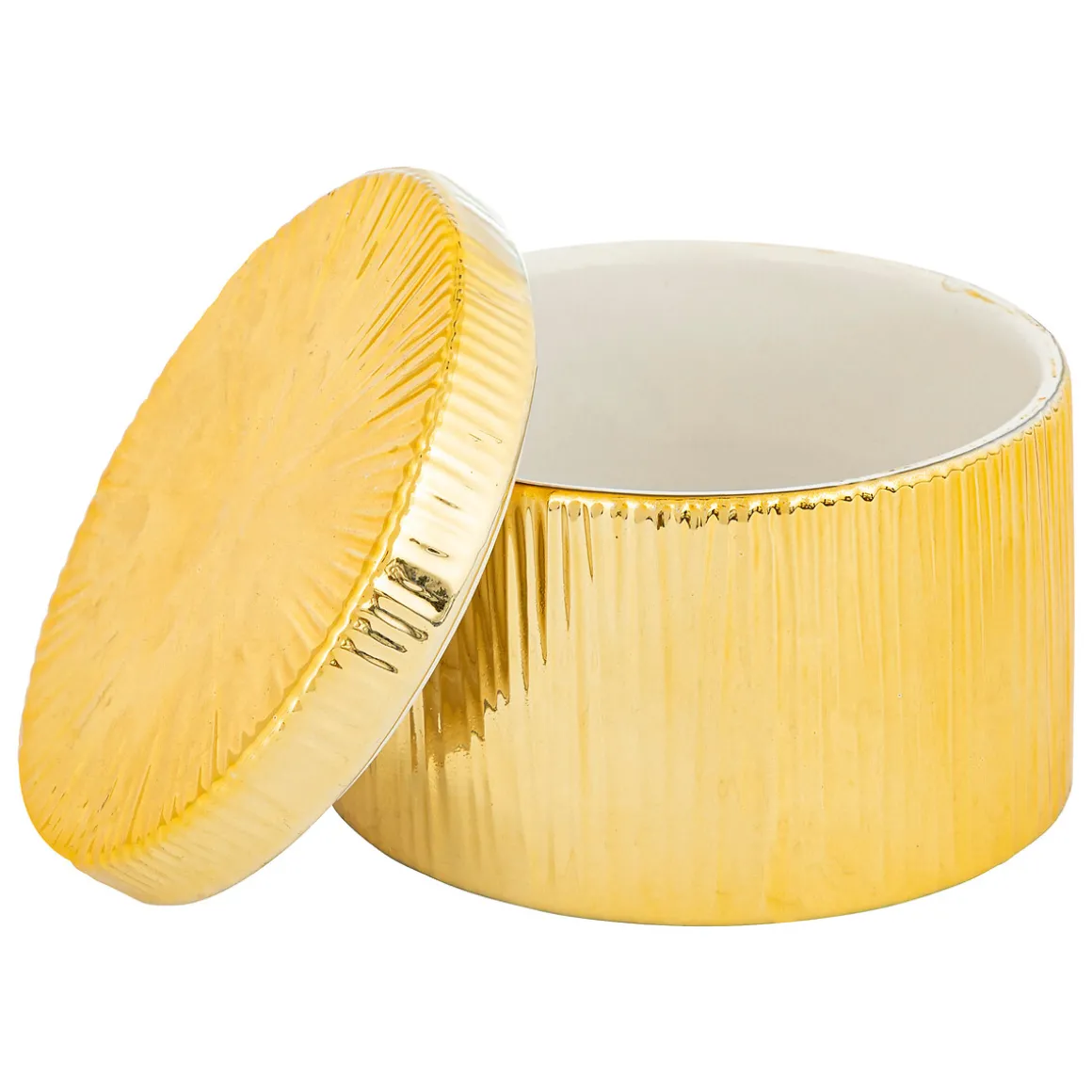 Caja Redonda De Cerámica Dorada