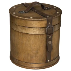 Caja Redonda De Madera 26x25x25Cm