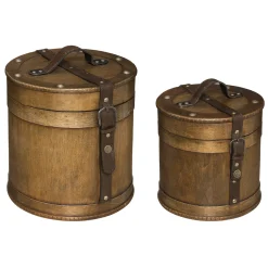 Caja Redonda De Madera 21x20x20.5Cm