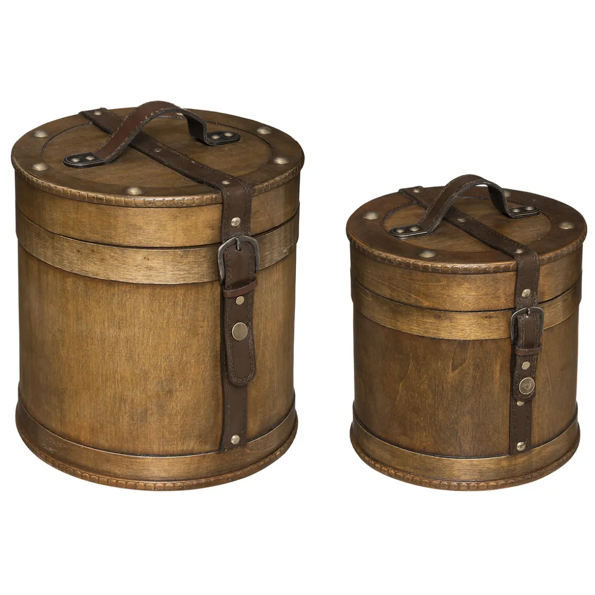 Caja Redonda De Madera 21x20x20.5Cm