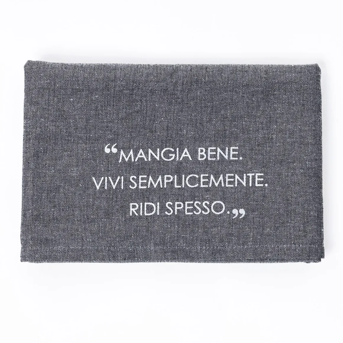 Camino de mesa con frase gris oscuro 50x140cm