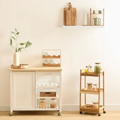 Carr de cocina de madera de acacia con 3 niveles