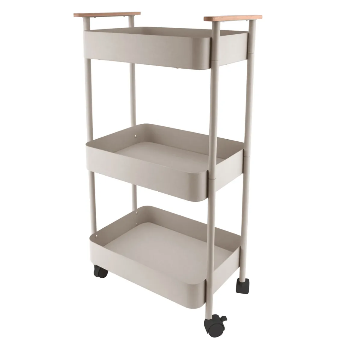 Carrito auxiliar beige con 3 bandejas