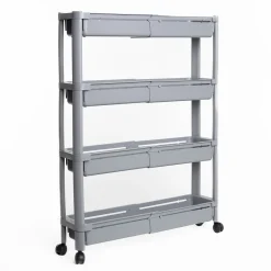Carrito auxiliar gris extensible con 4 cestos