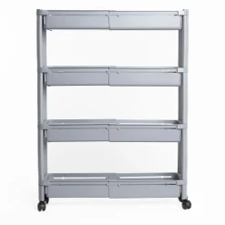 Carrito auxiliar gris extensible con 4 cestos