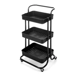 Carrito auxiliar negro con 3 niveles