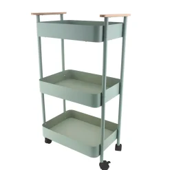 Carrito auxiliar verde con 3 bandejas