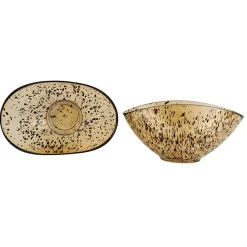 Centro de mesa dorado de vidrio