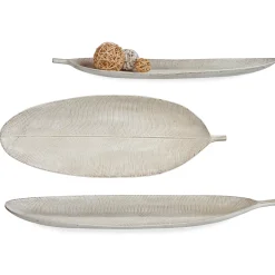 Centro De Mesa Hoja De Madera 59x21Cm