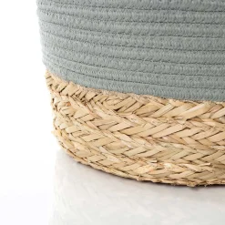Cesta baño verde caqui y natural 25x32cm