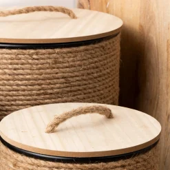 Cesta con tapa beige 48x36cm