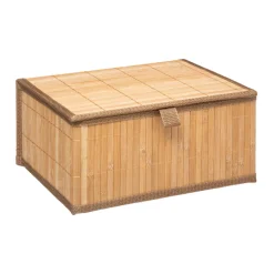 Cesta C/Tapa De Bambú Beige Tam.2/3