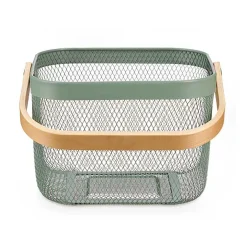 Cesta cuadrada de metal verde