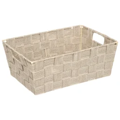 Cesta de almacenaje beige de poliéster 28cm