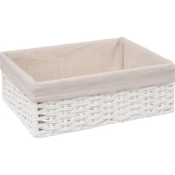 Cesta de almacenaje COSTA blanco c/tejido 23x32cm
